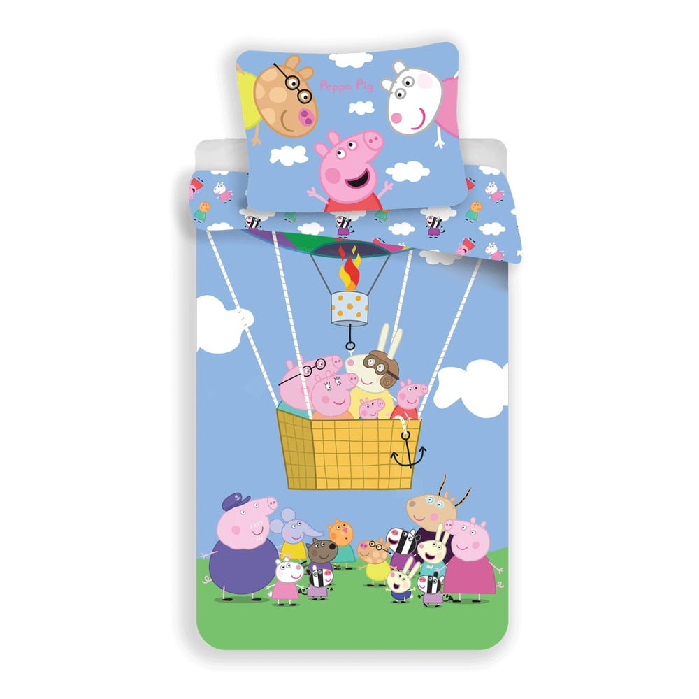 E-shop Svetlomodré detské bavlnené obliečky Jerry Fabrics Peppa Pig, 140 x 200 cm