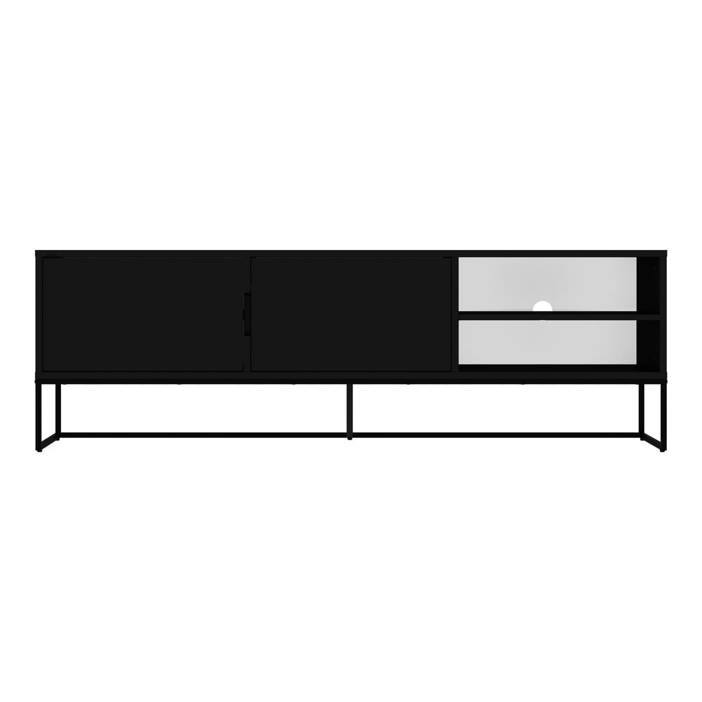 E-shop Čierny TV stolík s kovovými nohami Tenzo Lipp, šírka 176 cm