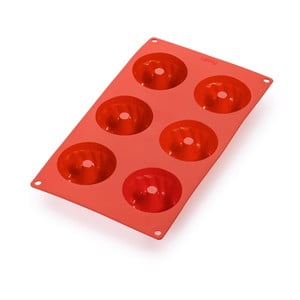 Červená silikónová forma na 6 mini báboviek Lékué