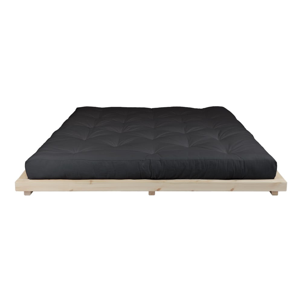 Obrázok Dvojlôžková posteľ z borovicového dreva s matracom Karup Design Dock Comfort Mat Natural/Black, 180 × 200 cm