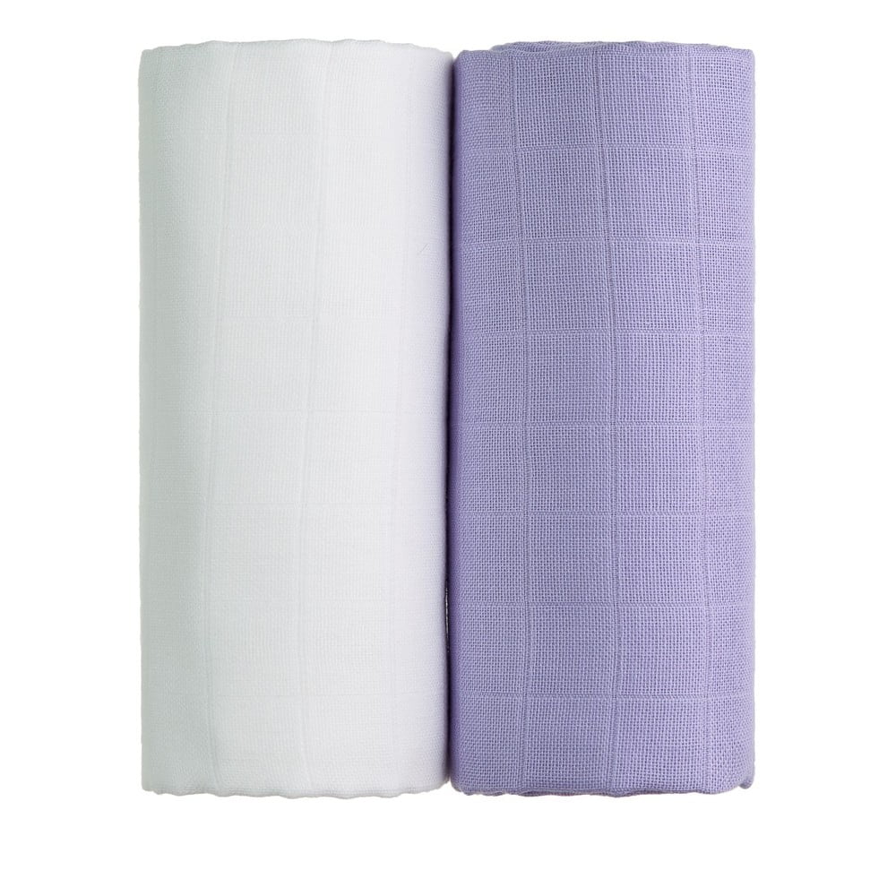 E-shop Súprava 2 bavlnených osušiek v bielej a fialovej farbe T-TOMI Tetra, 90 x 100 cm
