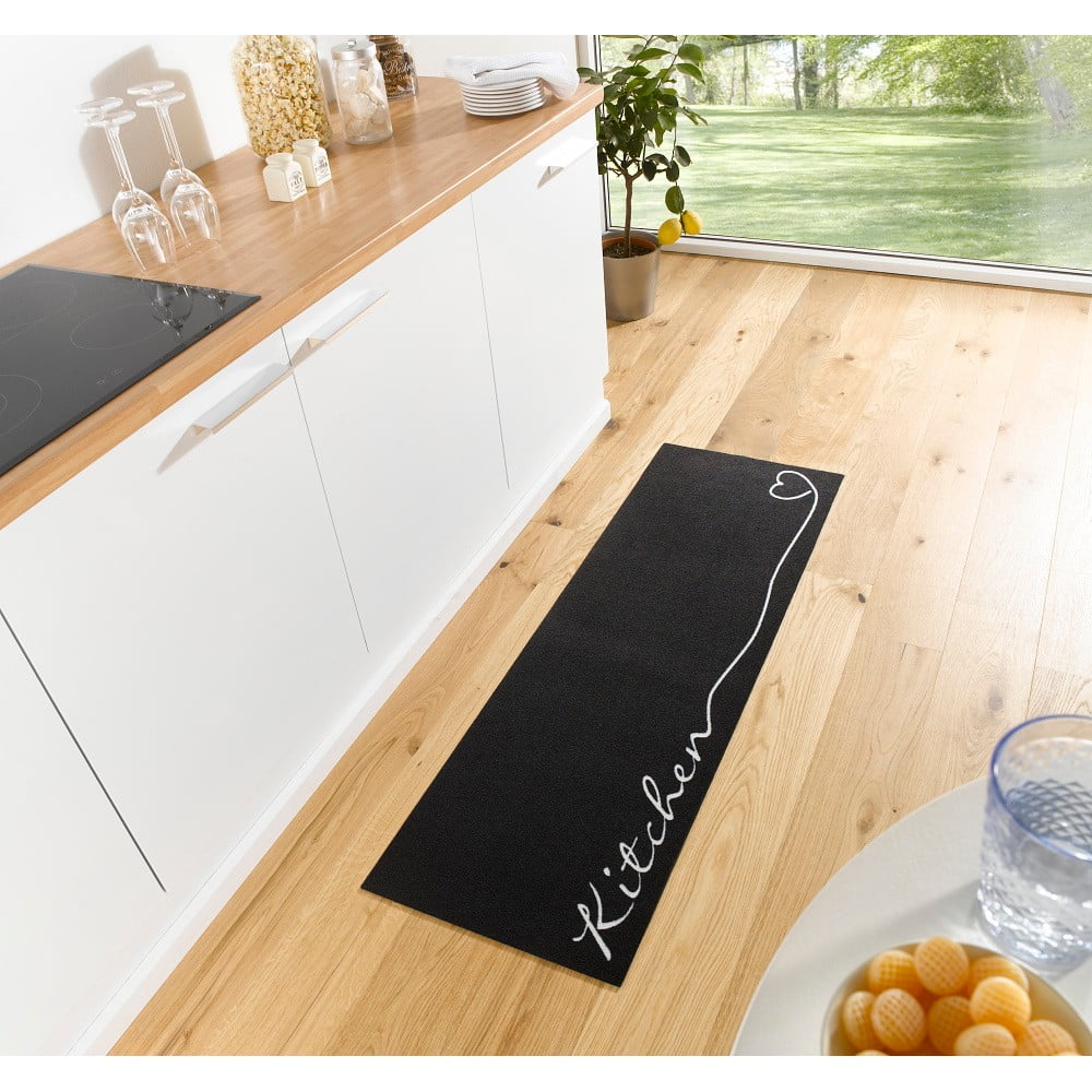 Čierny kuchynský koberec Hanse Home Kitchen, 50 × 150 cm