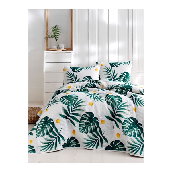 Set bavlnenej prikrývky cez posteľ a obliečky na vankúš Lura Jungle, 160 × 220 cm