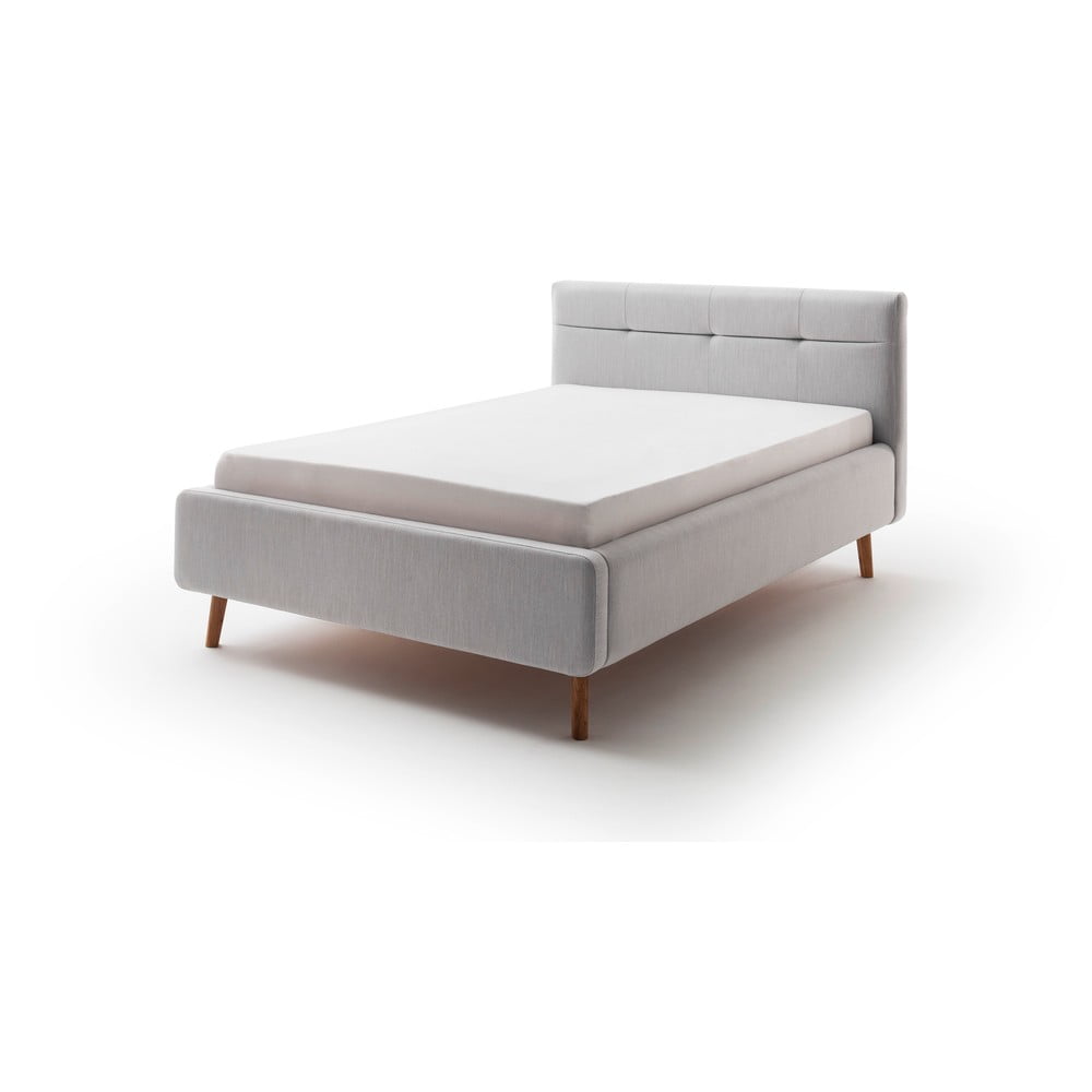 E-shop Svetlosivá čalúnená dvojlôžková posteľ s úložným priestorom s roštom 140x200 cm Lotte - Meise Möbel