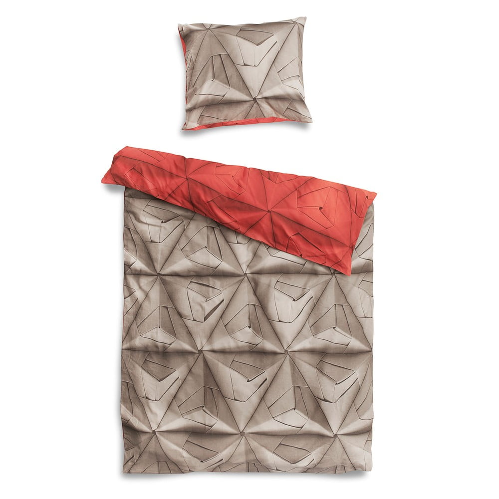 Červeno-hnedé obliečky Snurk Monogami, 140 x 200 cm