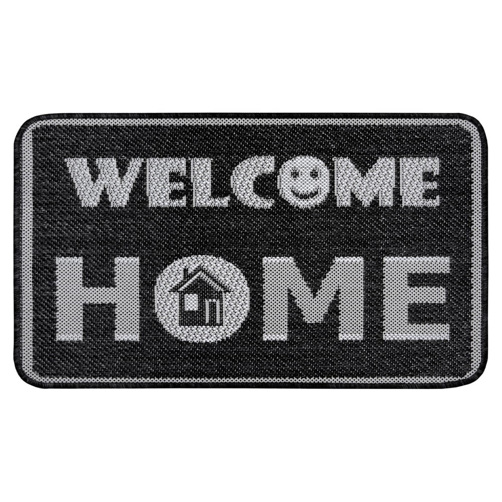 E-shop Antracitovosivá rohožka Hanse Home Weave Smiley Welcome, 50 x 80 cm