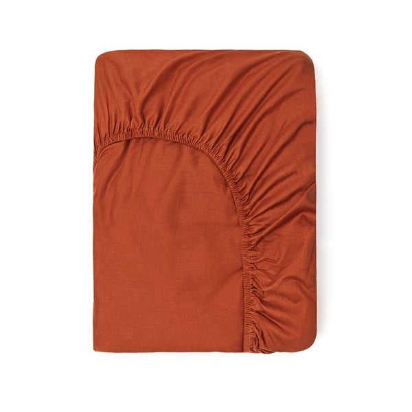 Tmavooranžová bavlnená elastická plachta Good Morning, 140 x 200 cm