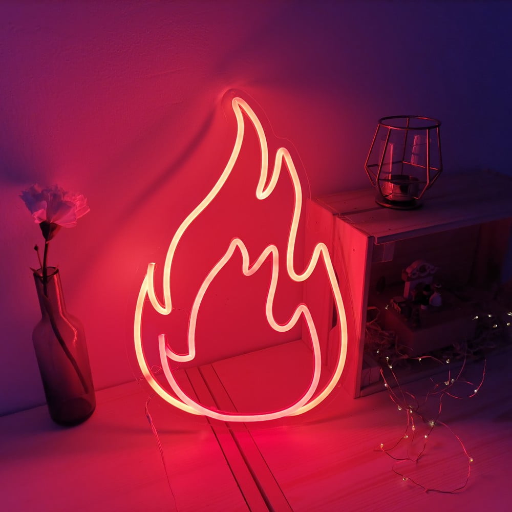 E-shop Červeno-oranžová nástenná svietiaca dekorácia Candy Shock Fire, 28 x 40 cm