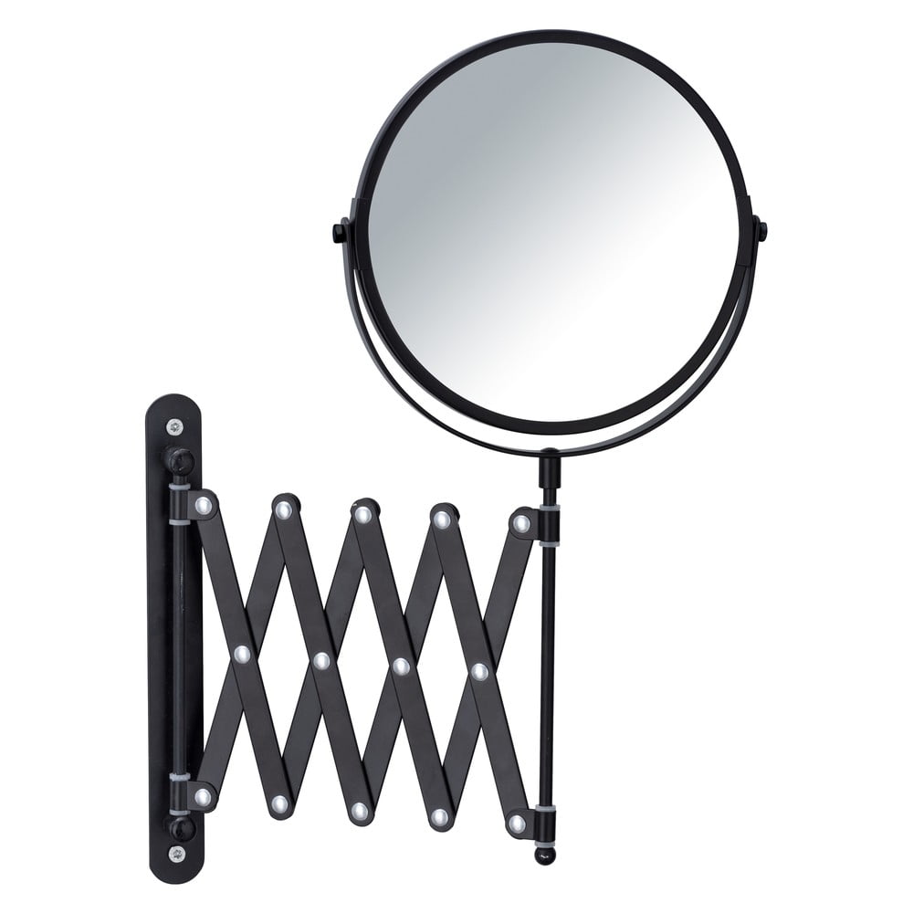 E-shop Čierne nástenné kozmetické zrkadlo s teleskopickým držiakom Wenko Exclusive