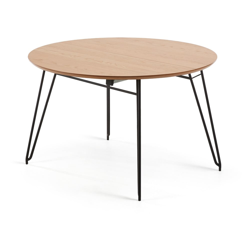 E-shop Rozkladací jedálenský stôl s doskou v dubovom dekore Kave Home Novaks, ø 120 cm