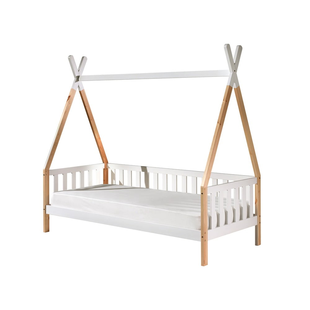 E-shop Biela detská posteľ so zábranou Vipack Tipi, 90 x 200 cm