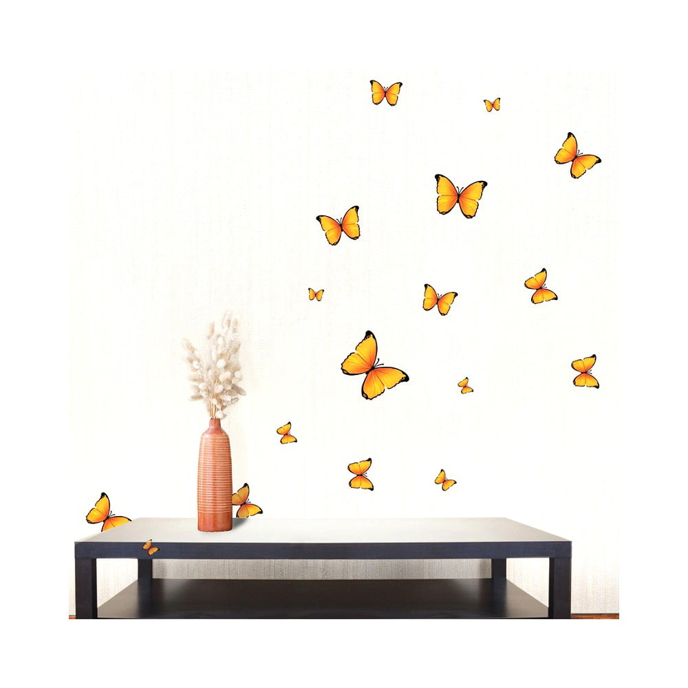 E-shop Sada 18 nástenných samolepiek Ambiance Yellow Butterflies Sticker