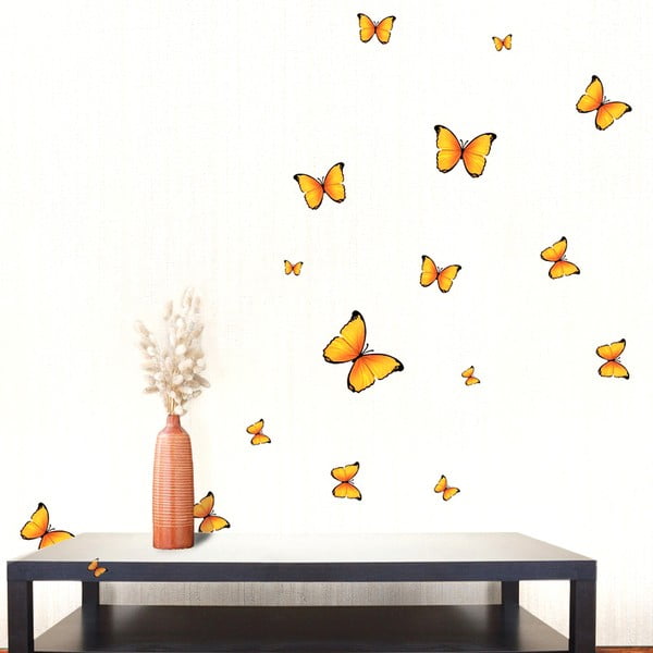Sada 18 nástenných samolepiek Ambiance Yellow Butterflies Sticker