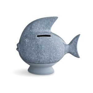 Svetlomodrá kameninová kasička Kähler Design Moneybank Fish