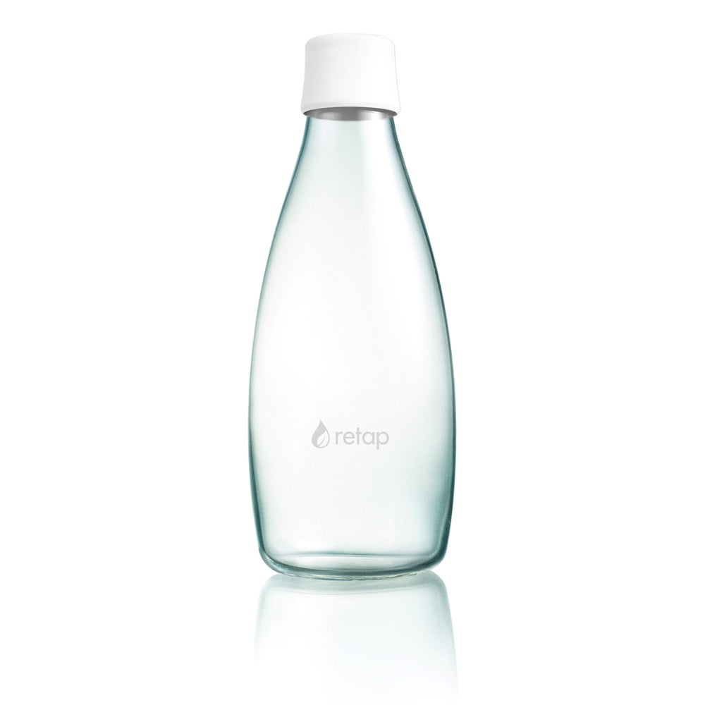 E-shop Biela sklenená fľaša ReTap s doživotnou zárukou, 800 ml