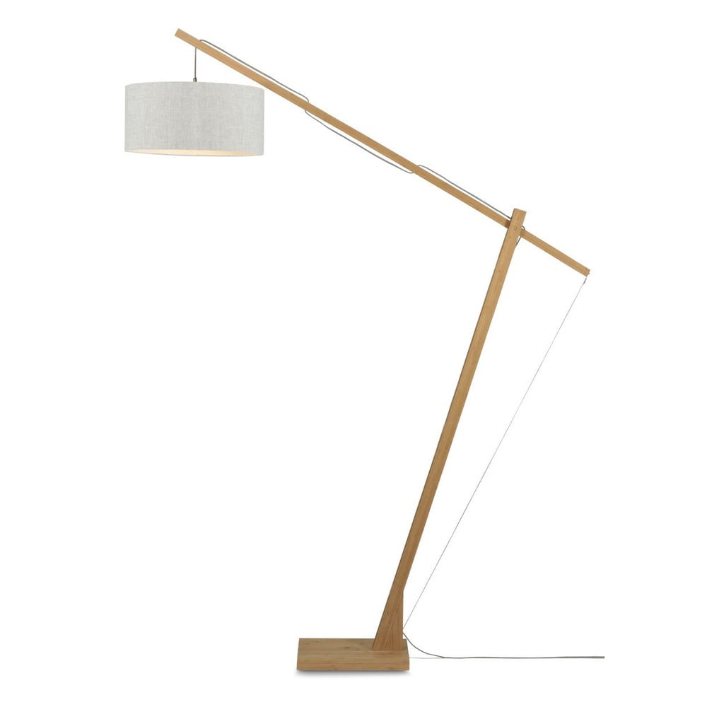 E-shop Stojacia lampa so svetlobéžovým tienidlom a konštrukciou z bambusu Good&Mojo Montblanc
