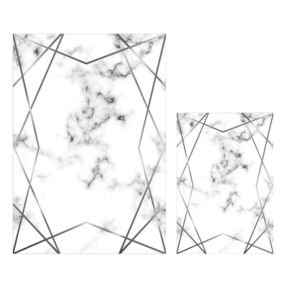 E-shop Súprava 2 bielo-sivých kúpeľňových predložiek Mila Home Geometric