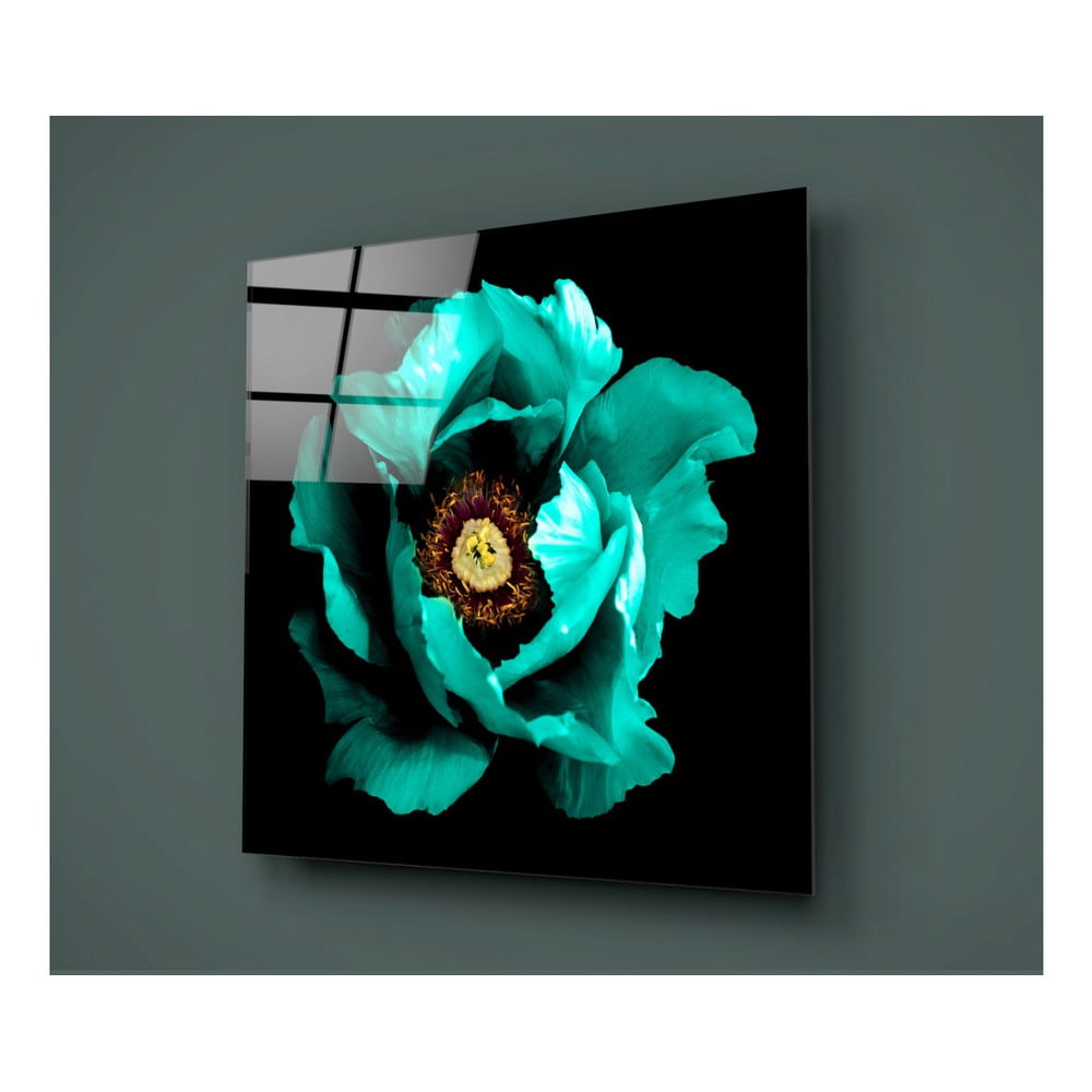 E-shop Čierno-zelený sklenený obraz Insigne Rustenna, 40 × 40 cm