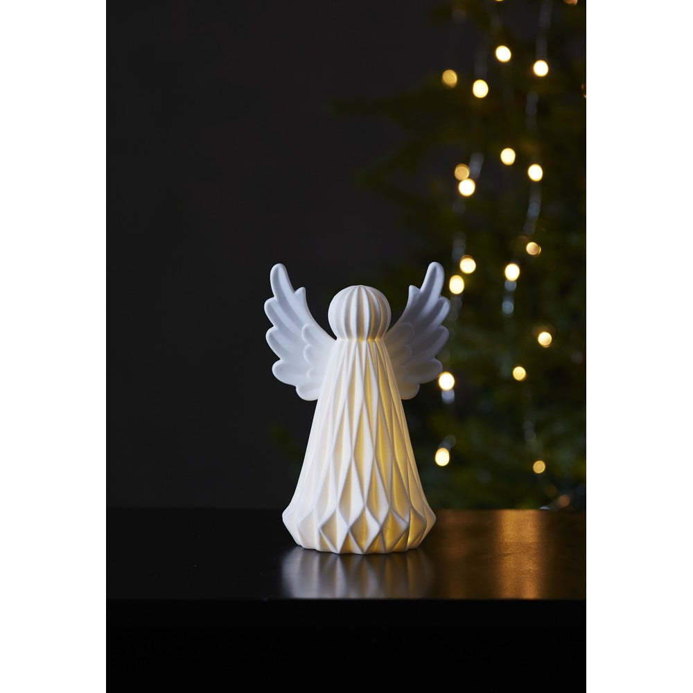 E-shop Biela keramická vianočná svetelná LED dekorácia Star Trading Vinter, výška 18 cm