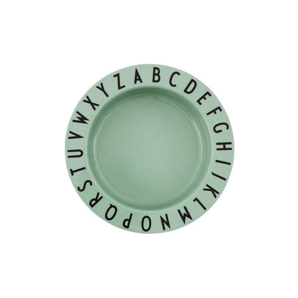 Zelený detský hlboký tanier Design Letters Eat & Learn, 15,5 cm