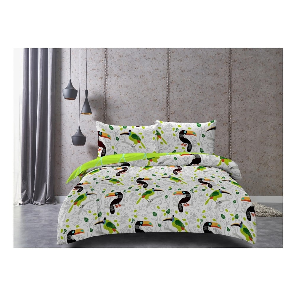 Obrázok Obliečky z bavlneného saténu DecoKing Toucan, 135 × 200 cm + obliečka na vankúš 50 × 75