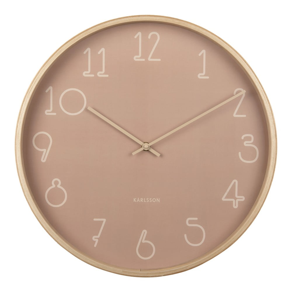 E-shop Ružové nástenné hodiny Karlsson Sencillo, ø 40 cm