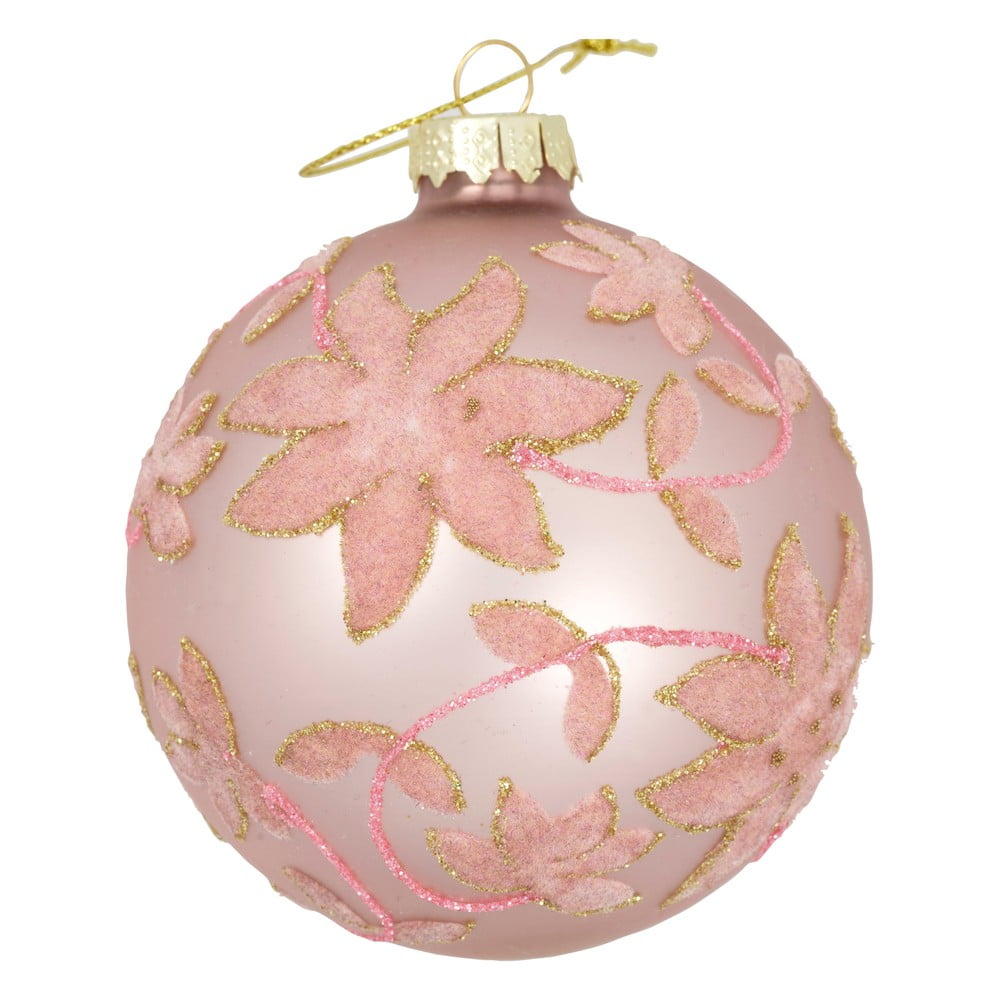 E-shop Ružová sklenená vianočná ozdoba Green Gate Marie