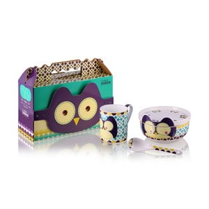 Detský raňajkový set z kostného porcelánu Silly Design Owl