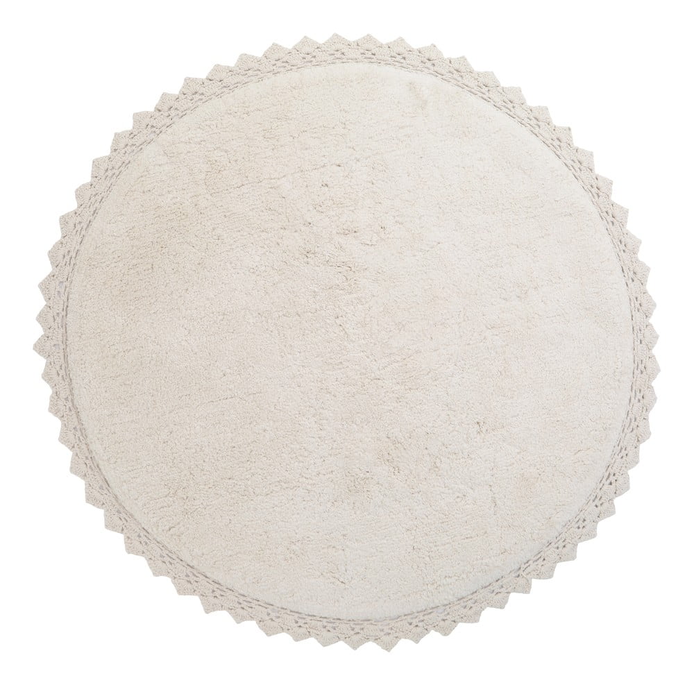 Krémovobiely ručne vyrobený bavlnený koberec Nattiot Perla, ø 110 cm