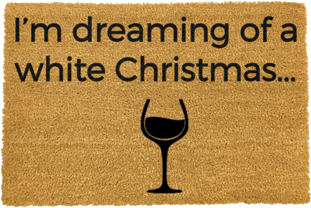 Obrázok Čierna rohožka z prírodného kokosového vlákna Artsy Doormats White Wine Christmas, 40 x 60 cm