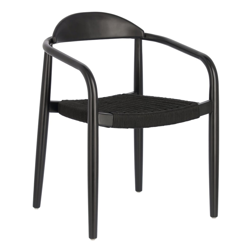 E-shop Čierna záhradná stolička z eukalyptového dreva Kave Home Glynis