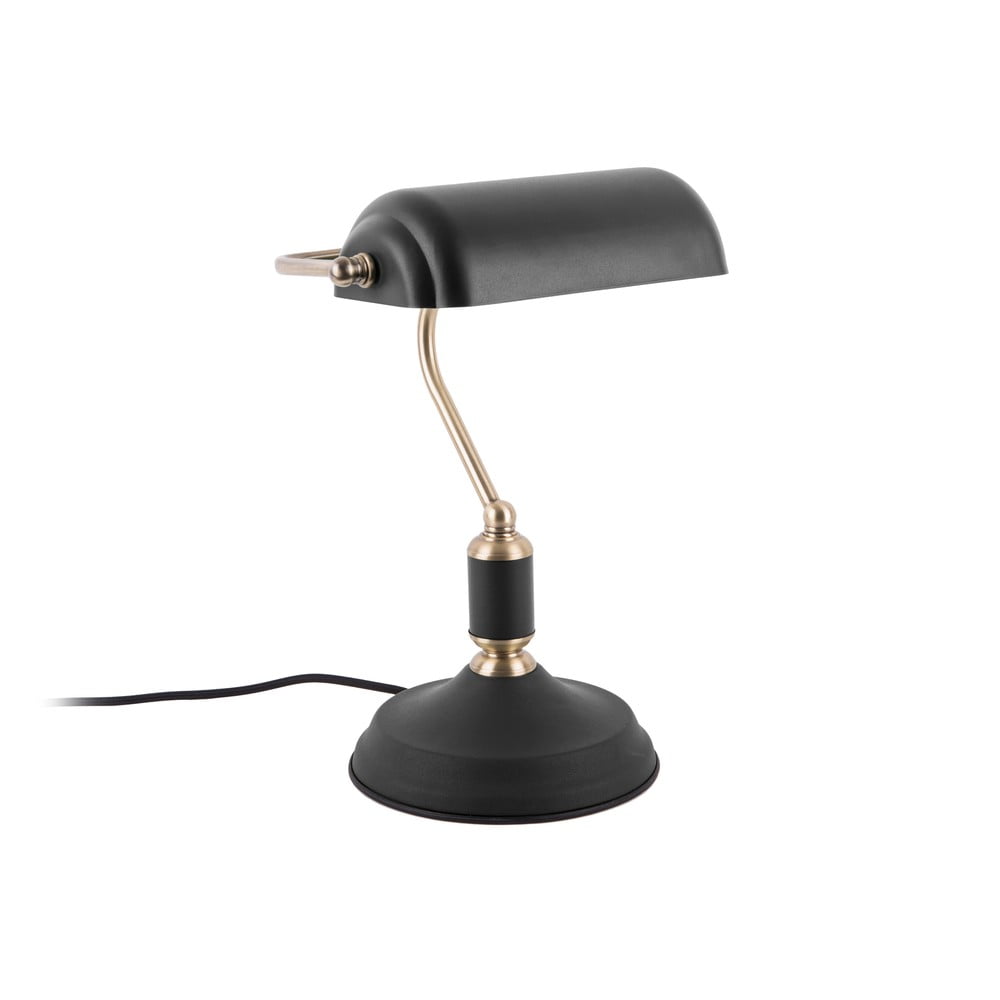 E-shop Čierna stolová lampa s detailmi v zlatej farbe Leitmotiv Bank