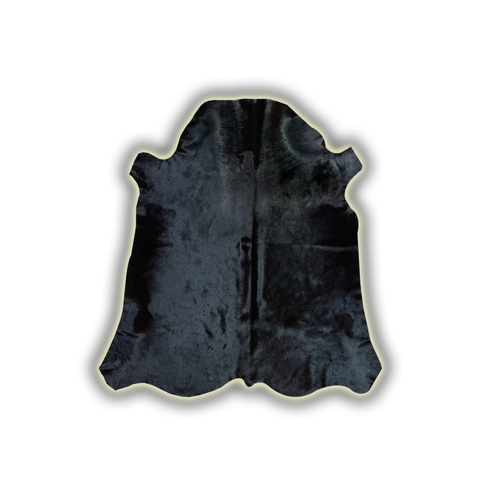 Čierna kožená predložka Pipsa Normand Cow, 210 × 220 cm