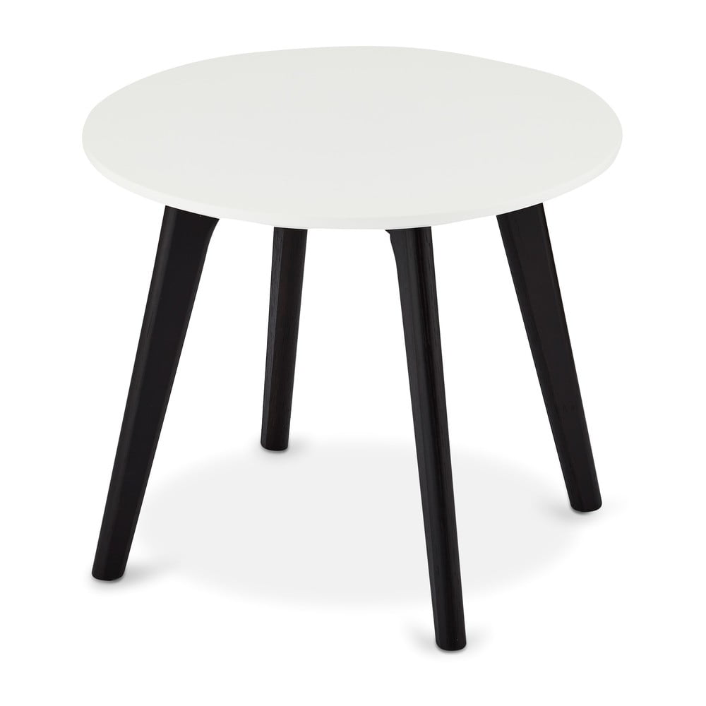 E-shop Čierno-biely konferenčný stolík s nohami z dubového dreva Furnhouse Life, Ø 48 cm