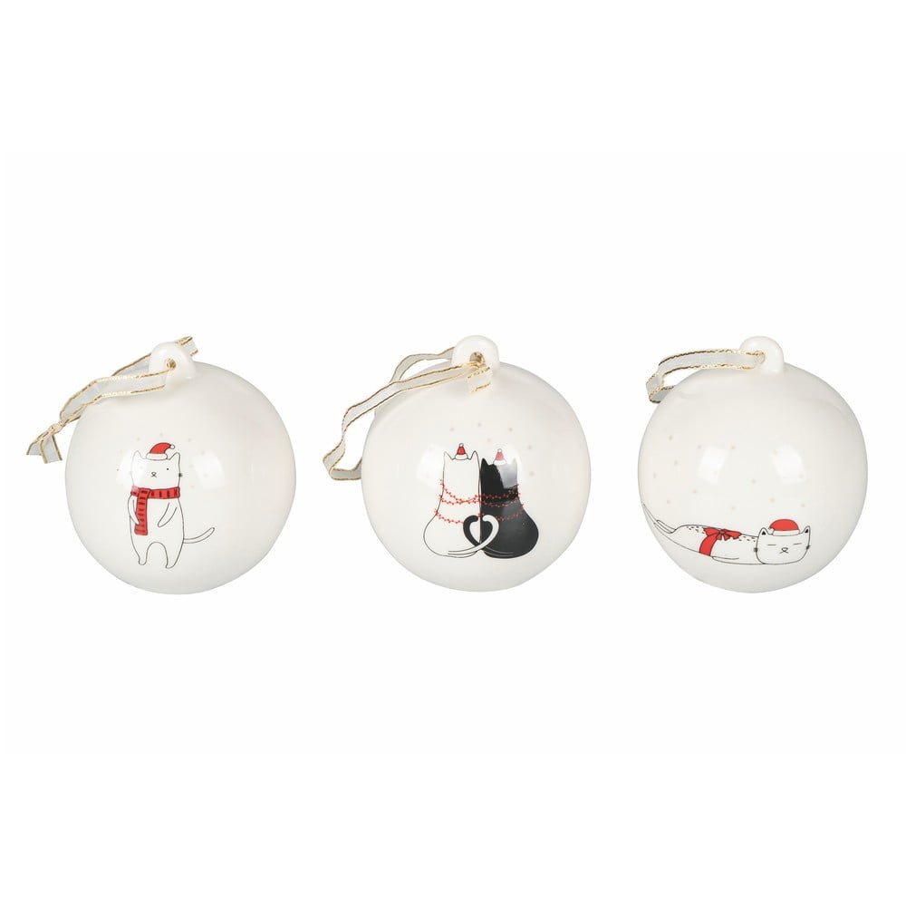 E-shop Súprava 3 porcelánových vianočných ozdôb Villa d'Este Xmas Cat
