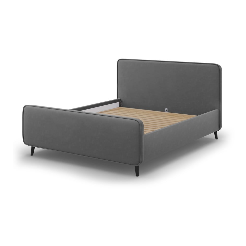 E-shop Tmavosivá čalúnená dvojlôžková posteľ s roštom 160x200 cm Kaia - Micadoni Home