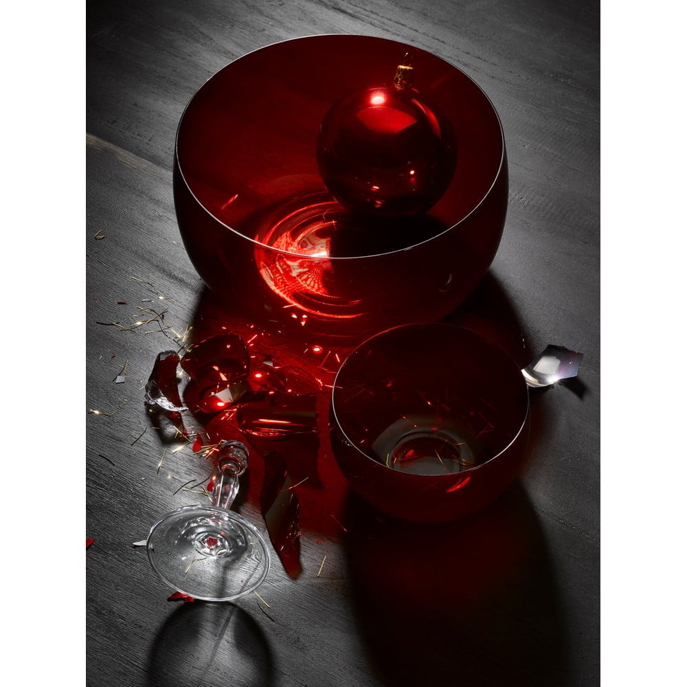 E-shop Súprava 6 červených sklenených mís Crystalex Extravagance, ø 21,95 cm