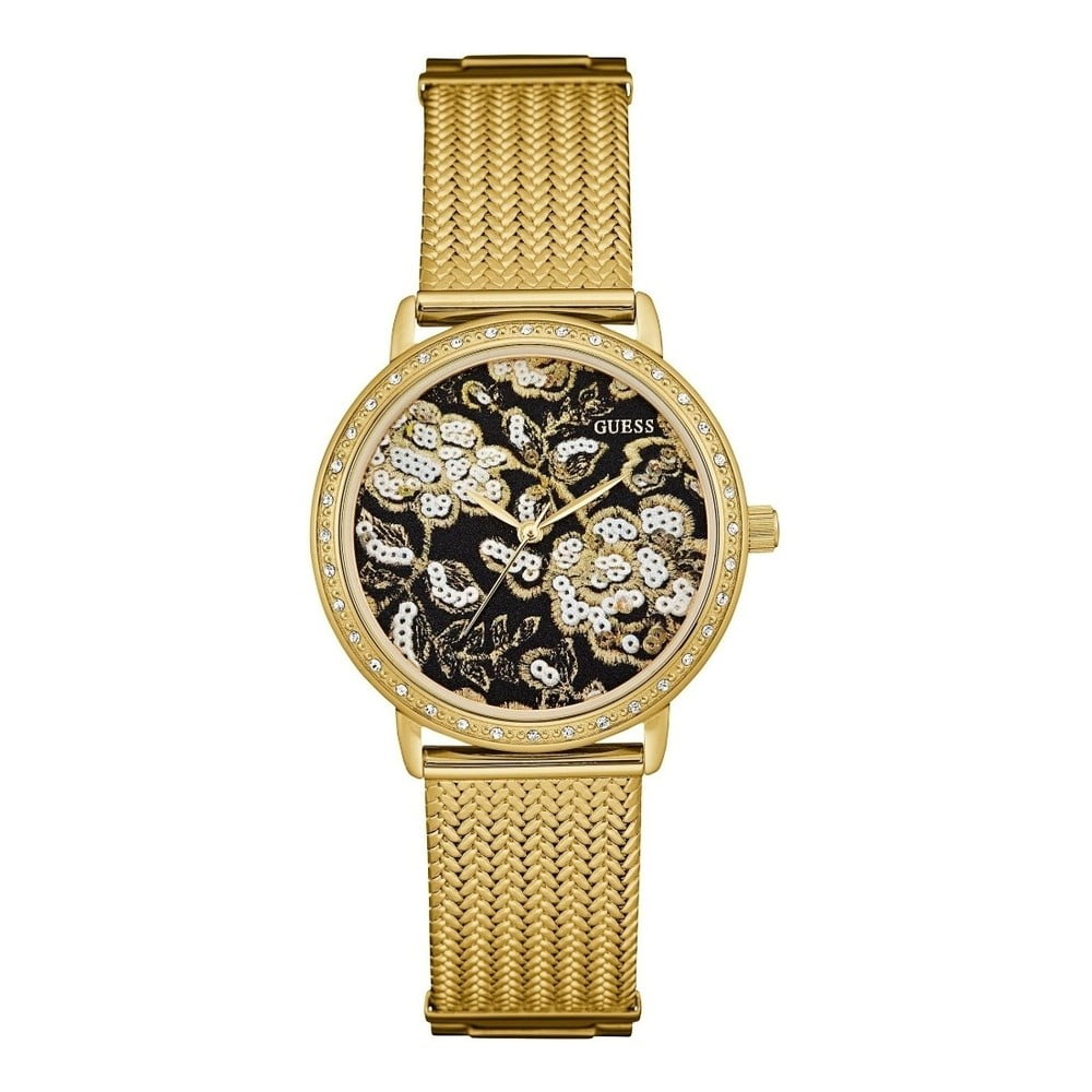 Dámske hodinky v zlatej farbe s antikoro remienkom Guess W0822L2