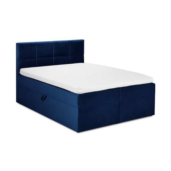 Modrá zamatová dvojlôžková posteľ Mazzini Beds Mimicry, 200 x 200 cm