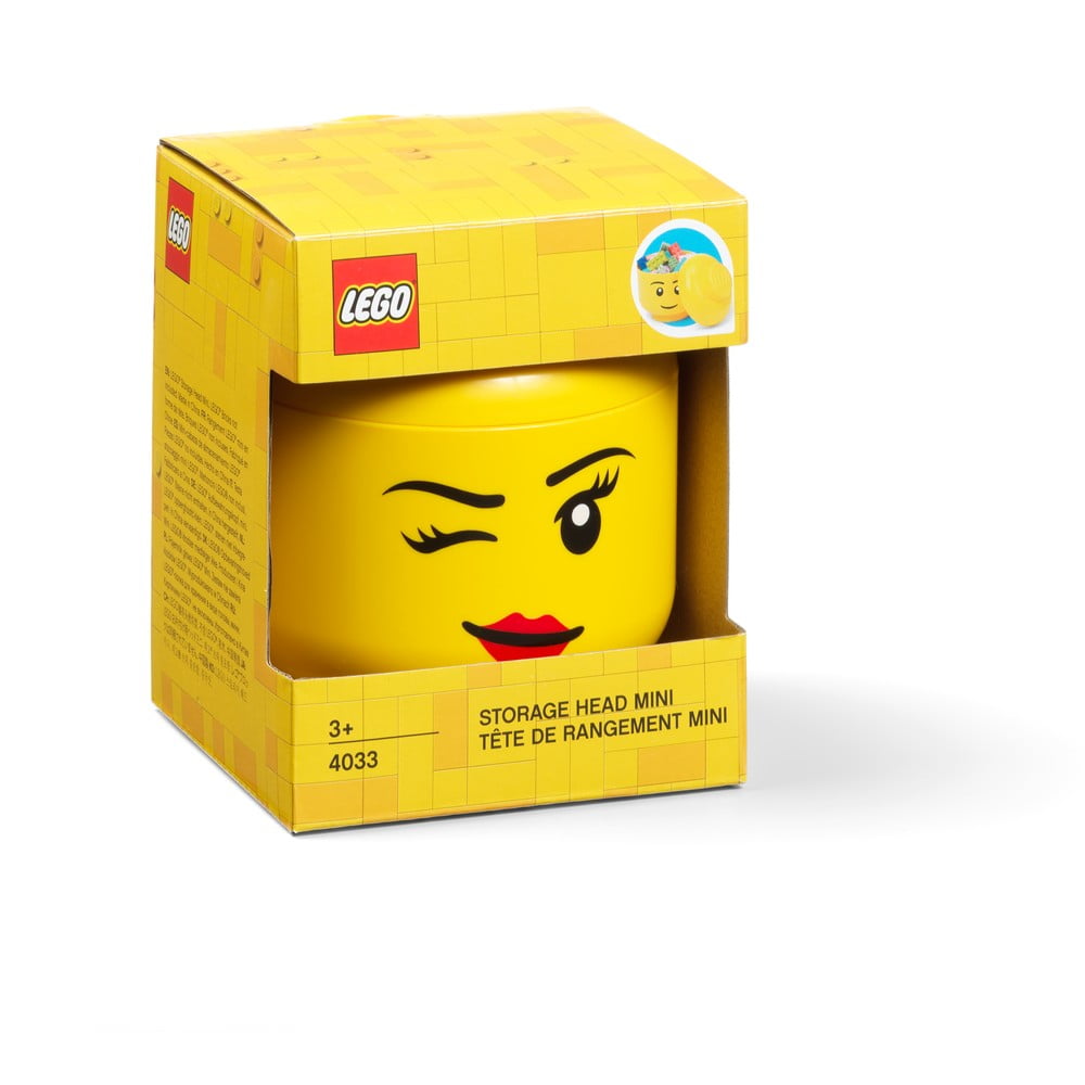 Obrázok Žltá úložná škatuľa v tvare hlavy LEGO® whinky, 10,5 x 10,6 x 12 cm