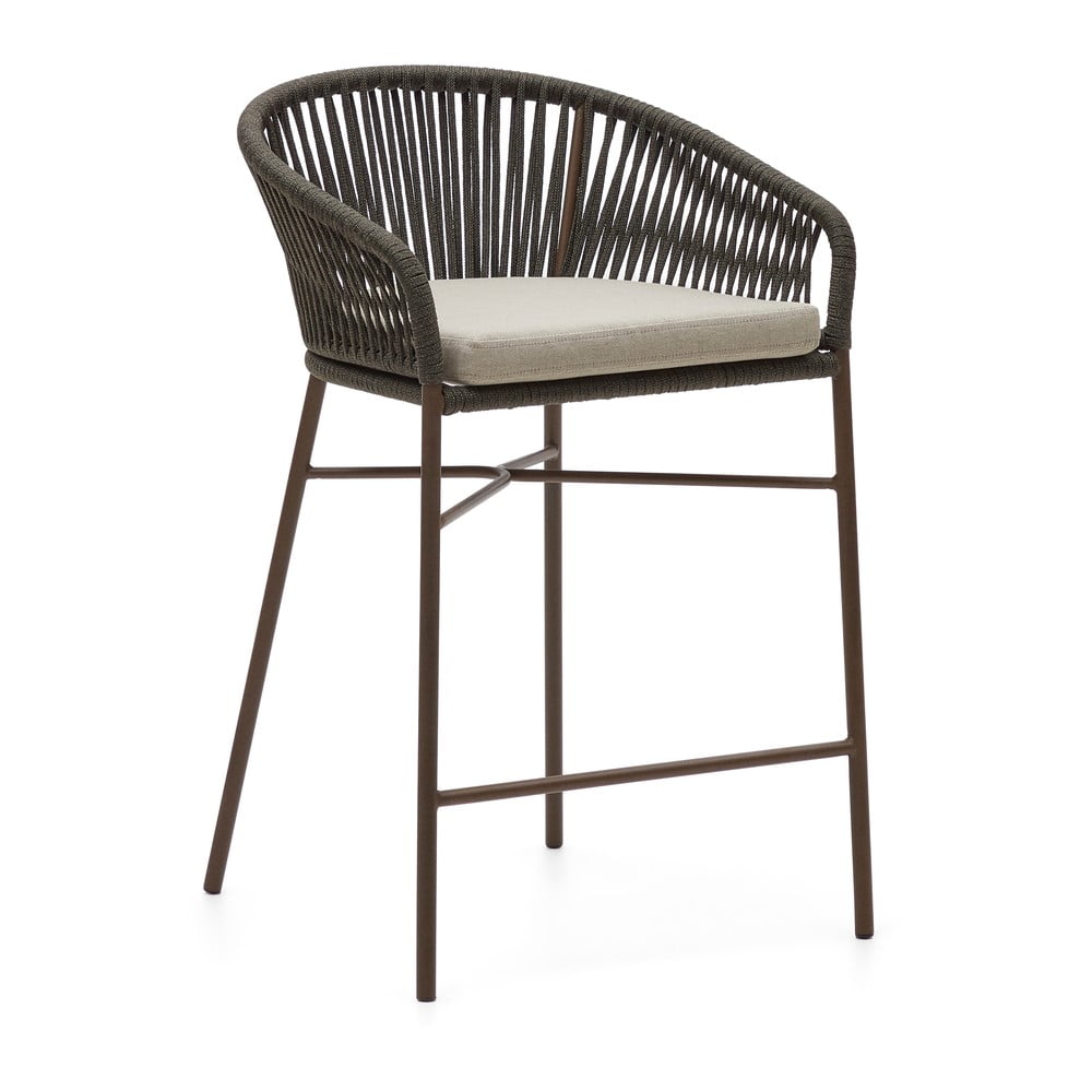 E-shop Záhradná barová stolička so zeleným výpletom Kave Home Yanet, výška 85 cm