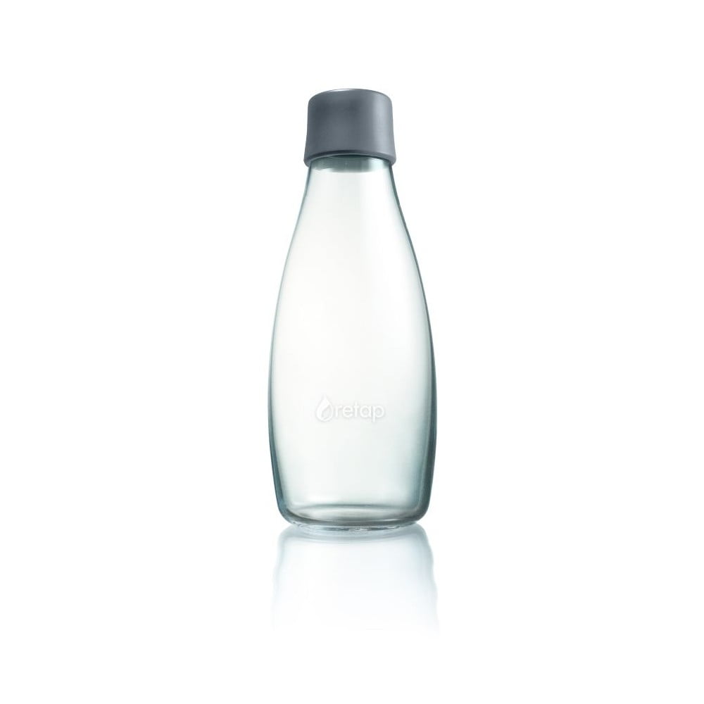 E-shop Sivá sklenená fľaša ReTap s doživotnou zárukou, 500 ml