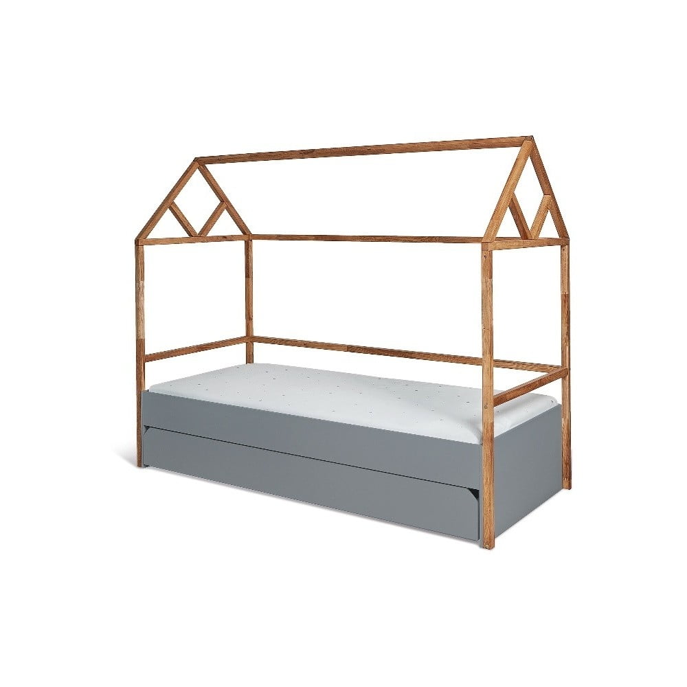 E-shop Sivá detská posteľ so zásuvkou BELLAMY Lotta, 90 x 200 cm