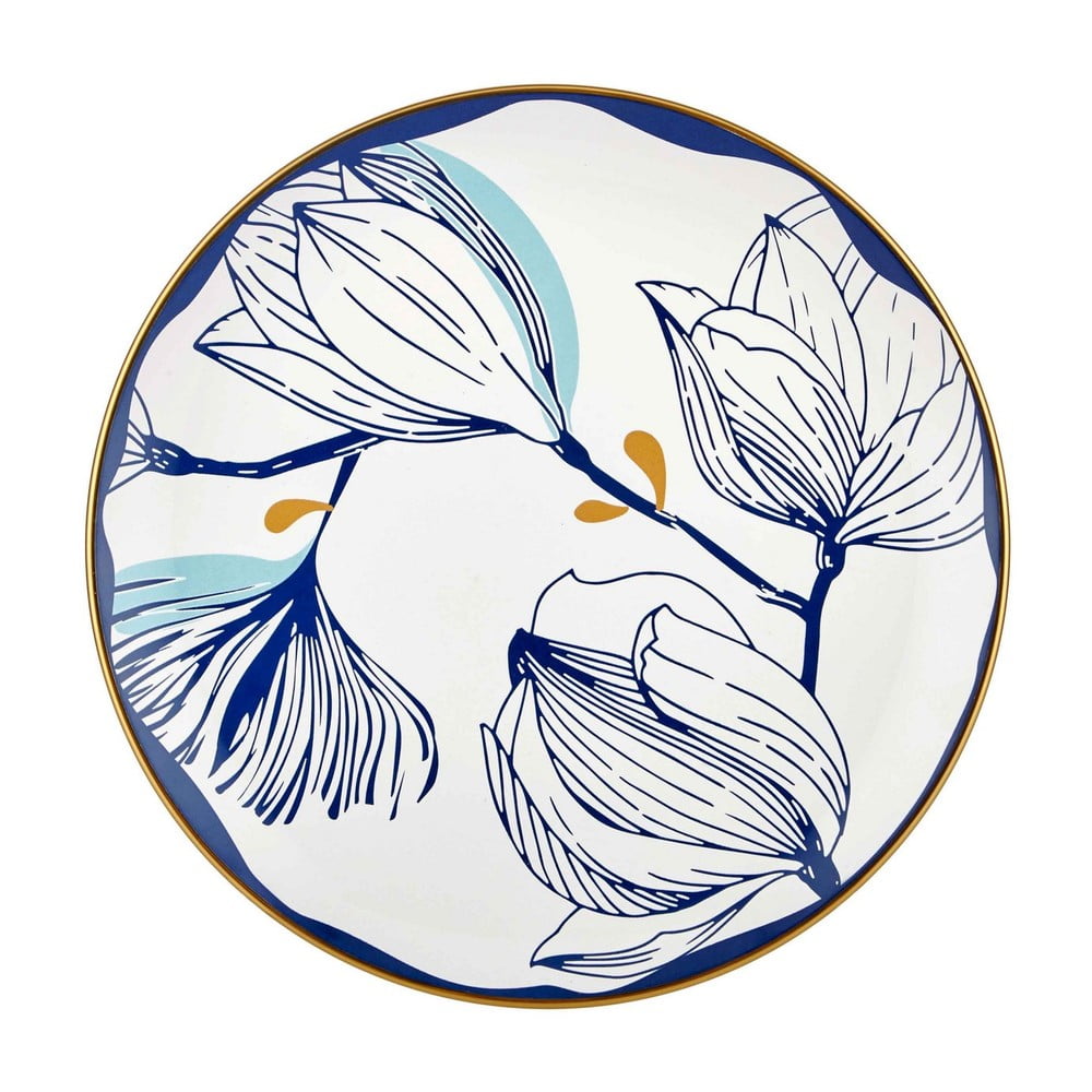 E-shop Súprava 6 bielych porcelánových tanierov s modrými kvetmi Mia Bloom, ⌀ 26 cm