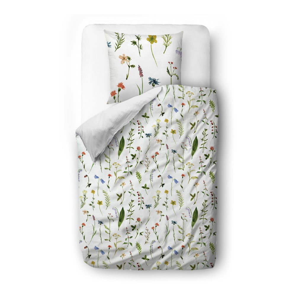 Bielo-zelené obliečky na jednolôžko z bavlneného saténu 140x200 cm – Butter Kings