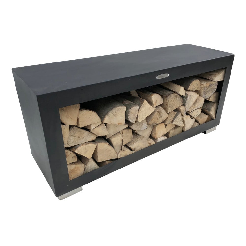 E-shop Čierny oceľový zásobník na drevo Remundi, šírka 119 cm