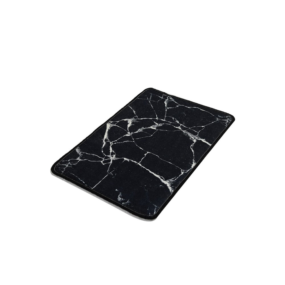 E-shop Čierno-biela kúpeľňová predložka s motívom mramoru Foutastic Marble, 60 x 40 cm