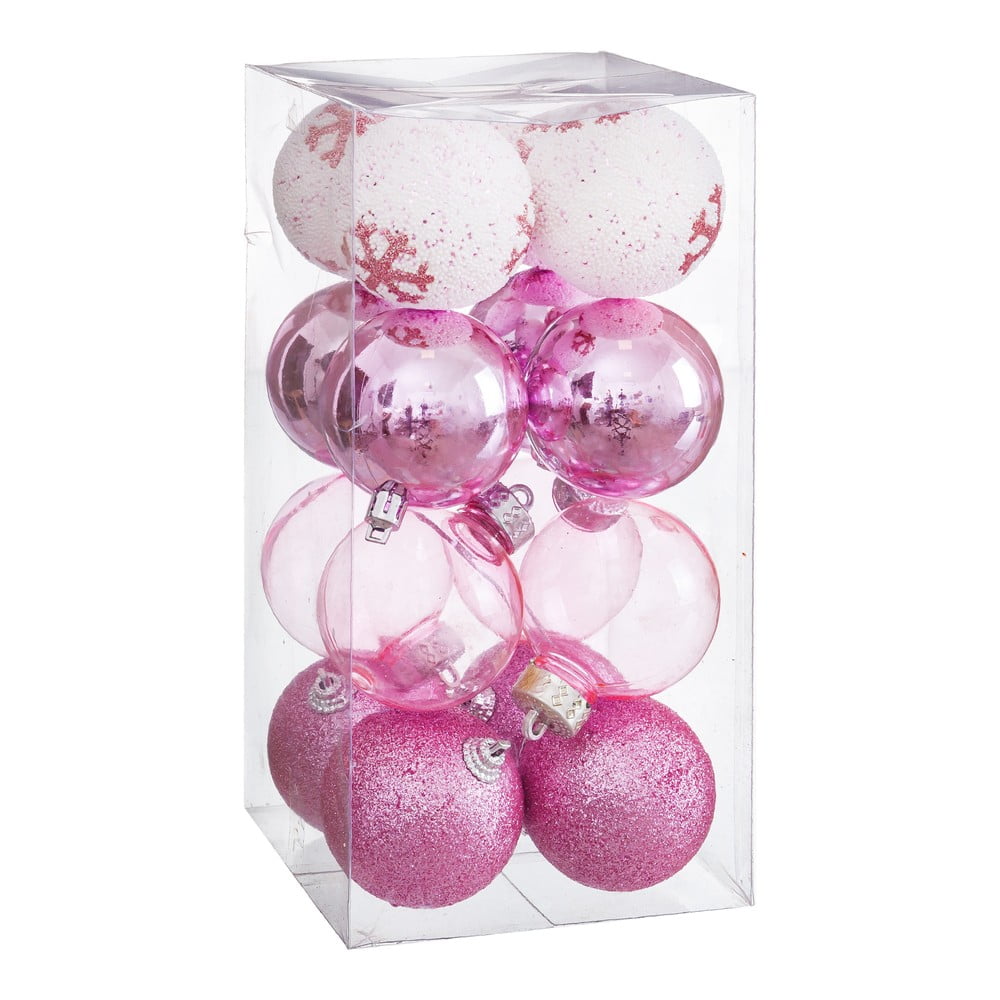 E-shop Súprava 16 vianočných ozdôb v ružovej farbe Unimasa Foam, ø 6 cm