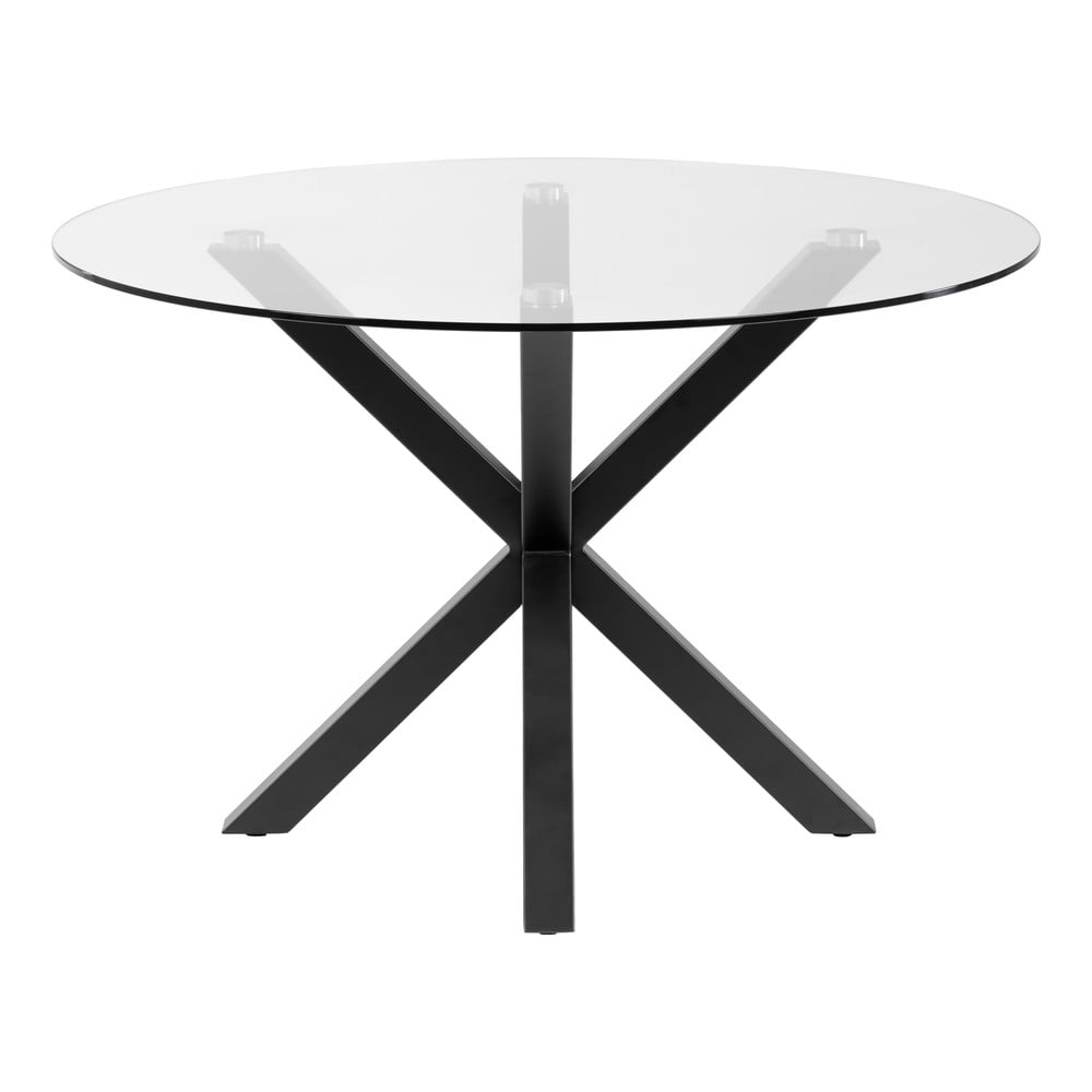 E-shop Guľatý jedálenský stôl so sklenenou doskou Kave Home, ø 119 cm