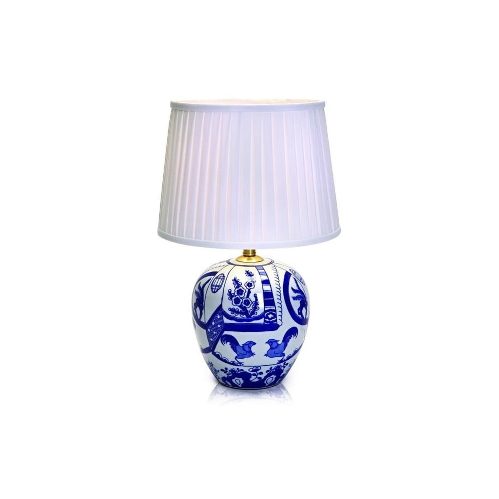E-shop Modro-biela stolová lampa Markslöjd Goteborg, výška 48 cm
